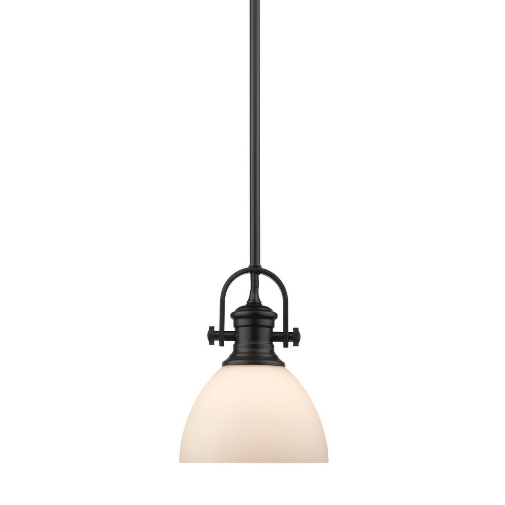 Golden Lighting-3118-M1L BLK-OP-Hines - 1 Light Pendant-9.13 Inches Tall and 6.88 Inches Wide Black Opal Black Finish